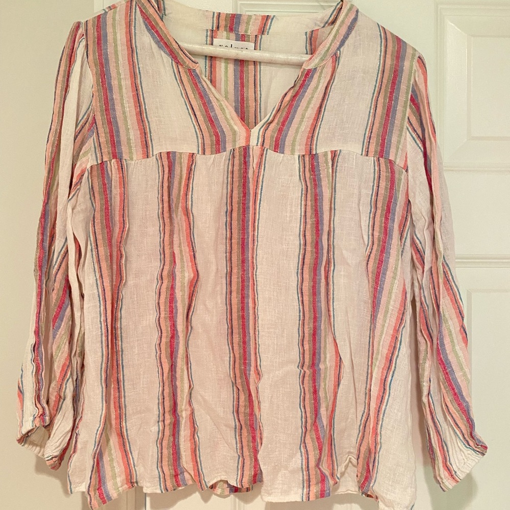 Velvet by Graham and Spencer Metallic Peasant Top